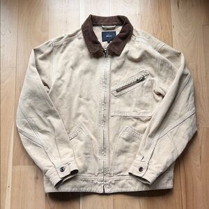 Men's Rails Beige Canvas Jacket with Brown Corduroy Collar